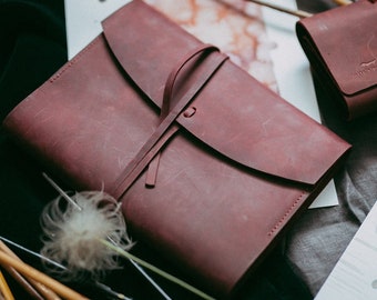 Sketchbook hand bound in rustic leather covers / personalised sketchbook / Travel sketchbook