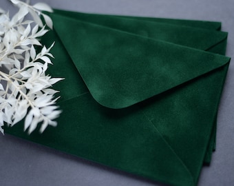 Velours vert riche / enveloppe de mariage / taille C6/114 x 162 mm / 4,5 x 6,4 pouces / enveloppe élégante / enveloppe cadeau élégante