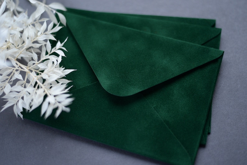 Vellum envelope / rich green velvet / wedding envelope / gift Etsy