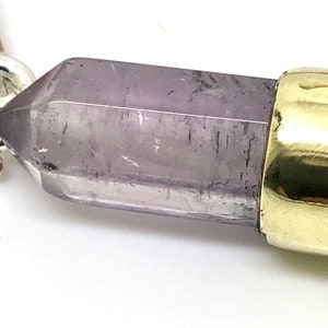 amethyst bullet pendant necklace on leather cord with sterling silver image 7