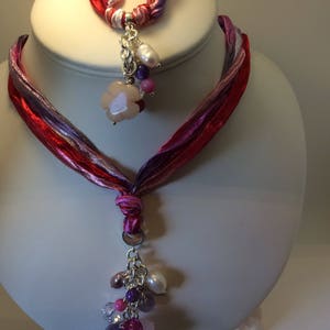 colouful multi gemstone Necklace and bracelet set image 2