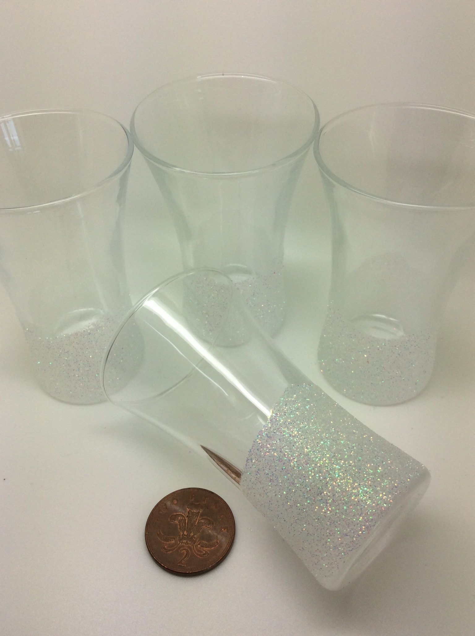white glitter shot glasses, set of 4 in keepsake box from the