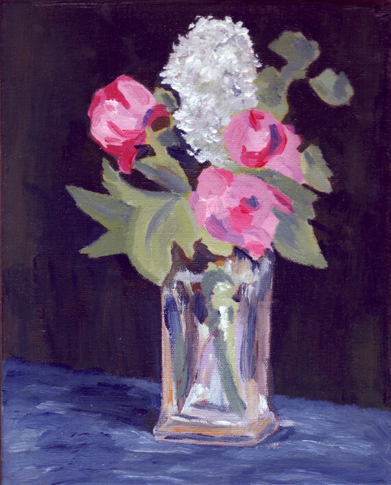 Apres Manet Flowers In A Crystal Vase Etsy