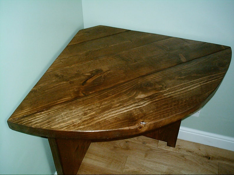 Handmade Solid Wood Rustic Corner Table Curved Edge 023 Etsy UK