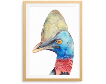 Cassowary bird print A5, A4.  Australian nature art