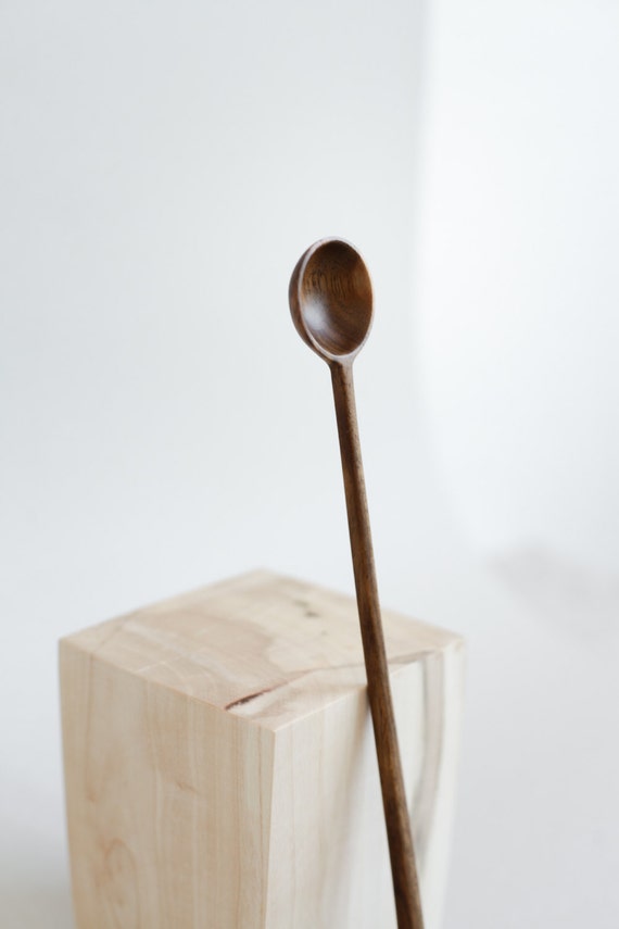 Long-handled tea spoon  jam  spice spoon hand-carved
