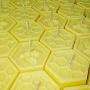 Beeswax Candle, All Natural Pure Beeswax Tealight Candle 100% Handmade Organic Beeswax Hexagon Tea Light Golden Yellow Honey Candles