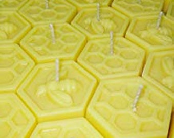 Beeswax Candle, All Natural Pure Beeswax Tealight Candle 100% Handmade Organic Beeswax Hexagon Tea Light Golden Yellow Honey Candles