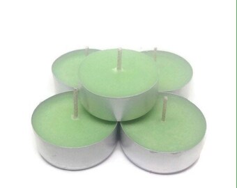 Tea Light Candles Bulk/Tea Light Candle/All Natural Soy Wax/Handmade Soy Wax Tea Light/stress relief essential oils green  candles 12  pack