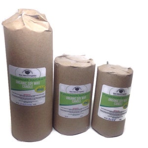 Set of 3 Unscented White Natural Soy Wax Pillar Candles Great Center Piece