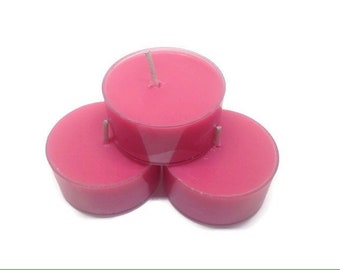 Tea Light Candles Bulk / Tea Light Candle /All Natural Soy Wax /Handmade Soy Wax Tea Light/ 12 Pink Grapefruit scented pink tea light candle