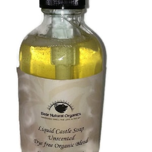 Liquid Soap/Handmade Liquid Castile Soap, Certified Organic and Natural Ingredients, Concentrated Multipurpose Soap 8oz Dye free  Scented