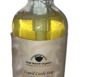 Liquid Soap/Handmade Liquid Castile Soap, Certified Organic and Natural Ingredients, Concentrated Multipurpose Soap 8oz Dye free  Scented