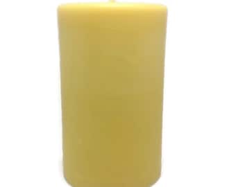 Organic Beeswax Pillar Candle: Honey Scented, 45 Hour Burn