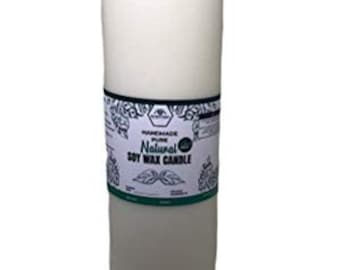 Candela a colonna in cera di soia vegana senza profumo - 2,25 x 9 pollici