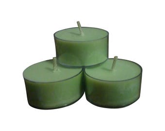 Tea Light Candles Bulk/Tea Light Candle/All Natural Soy Wax/Handmade Soy Wax Tea Light/stress relief essential oils green  candles 12  pack