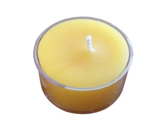100% Pure Organic Beeswax Golden Yellow Naturally Honey Scented  Clear Cup Tea Light  Candles 50 pack