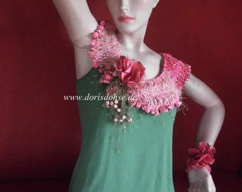 Rare chiffon shreds scarf fairy fairy romantic neck jeswelry boho summer scarf textile art to wear
