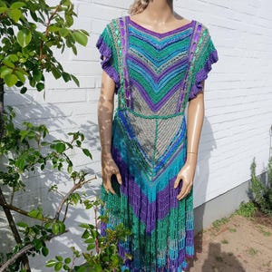 haute hippie crochet dress Antique Night Gown / Crochet Neckline / Haute Hippie Dress / Festival / Very Old Nightwear / Hand Dyed Indigo Blue Dress