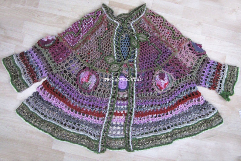 Crochet Hippie Jacket Frida Style 70s style old lace and image 9