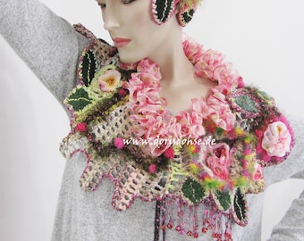Scarfneck warmer collar scarf soft fluffy scarfcollar schawl loop,large collar,scarf, with bracelet Frida necklace