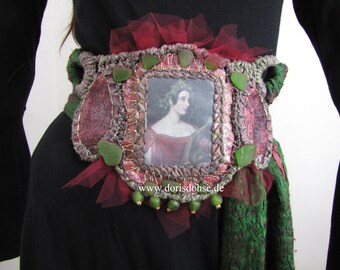 Freeform crochet belt, fabric image, romantic, folkloric, Boho and costumes, crochet, corsage, bodice,valentineday