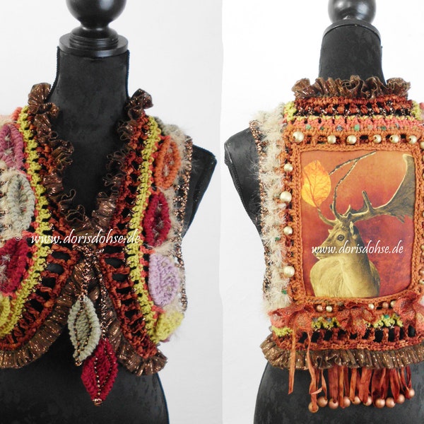 Crochet Hippie vest, 70s style, crochet vest,effektiv details, Slow fashion,  Exclusive dress,Spring outfit