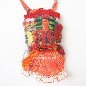 artistic crochet necklace, exclusive,  heart shape, artistic jewellery, two faces necklace, statement necklace