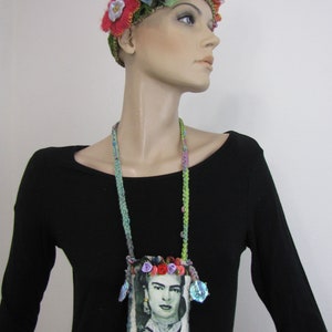 artistic crochet necklace, exclusive,  heart shape, artistic jewellery, two faces necklace, statement necklace