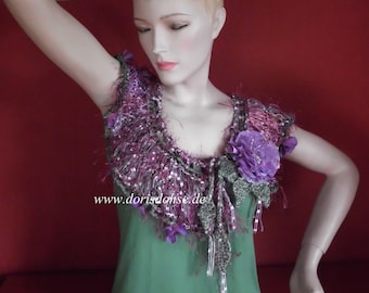 extravagance! Artsy crocheted necklace, wearable art, large handmade crafting for neck