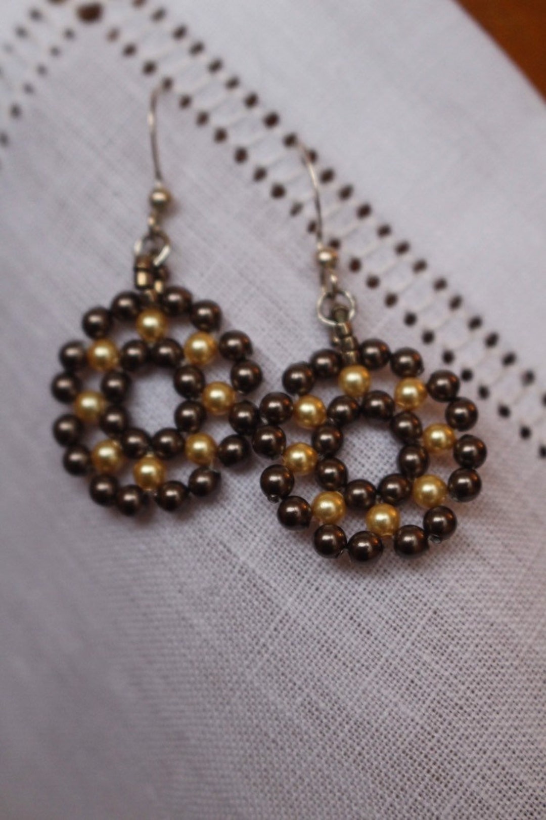 Classy Circular Beaded Earrings Etsy