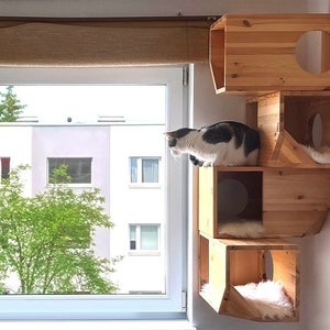 Casa modular de madera para gatos imagen 1