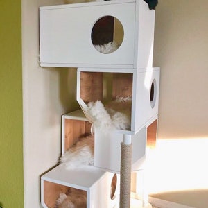 Casa modular de madera independiente para gatos imagen 4