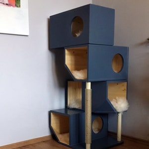 Casa modular de madera independiente para gatos imagen 2