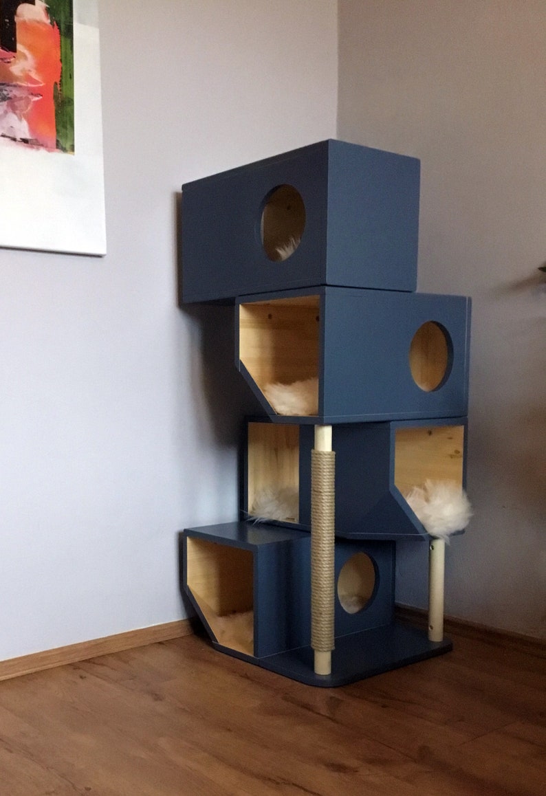 Casa modular de madera independiente para gatos imagen 2