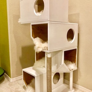 Casa modular de madera independiente para gatos imagen 3