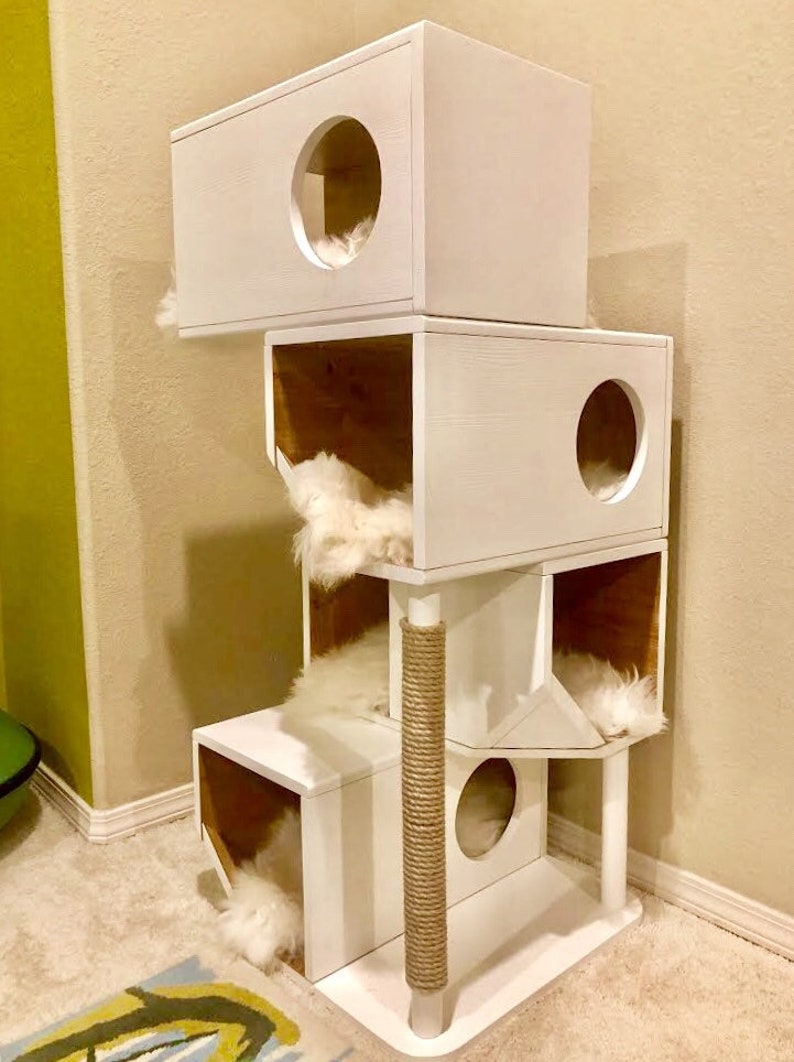 Casa modular de madera independiente para gatos imagen 3