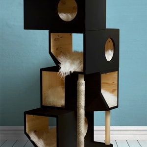 Casa modular de madera independiente para gatos imagen 7