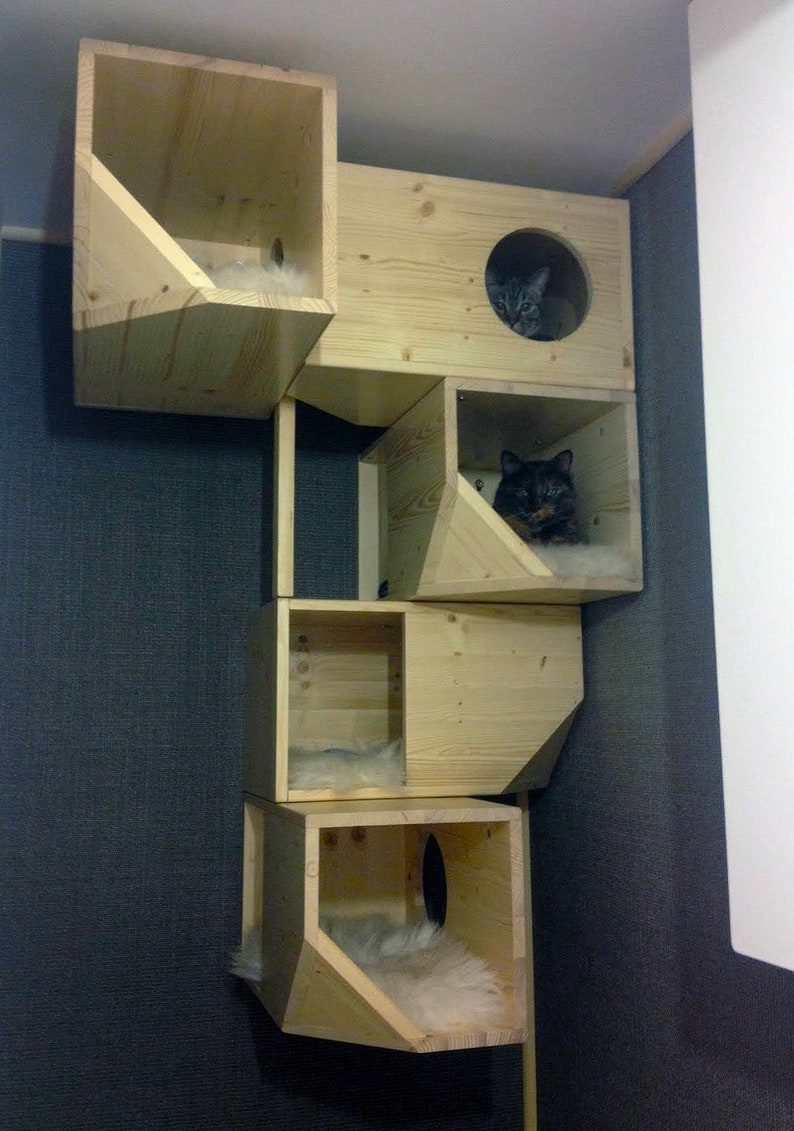 wooden modular cat house etsy