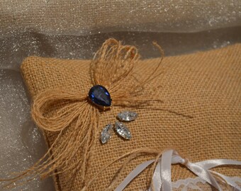 Hessian Ring Cushion Wedding Lace Ribbon Bridal