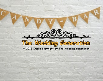 Candy Bar Hessian Bunting Weddings Decorations Celebrations Burlap Banner Sweets