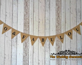 40 and Fabulous BirthDay Burlap Bunting Hessian Banner Garland Party Black