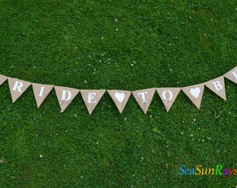 Bride to be Heart  Burlap Hessian Bunting Wedding Decorations Hen Burlap Garland Rustic Wedding