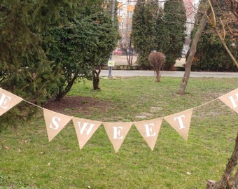 Home Sweet Home, Burlap Banner, Custom Name, Personalized, Hessian Bunting, Gift, Wedding Decor, Birthday Age, Bridal, Baby Shower