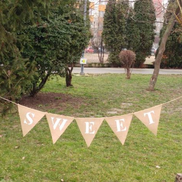 Home Sweet Home, Burlap Banner, Custom Name, Personalized, Hessian Bunting, Gift, Wedding Decor, Birthday Age, Bridal, Baby Shower