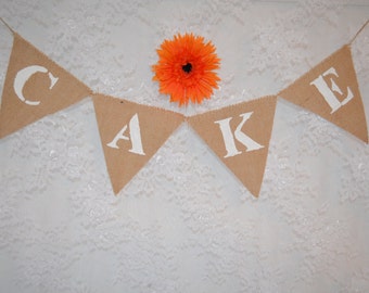 CAKE Hessian Bunting Wedding Decorations Party Celebrations Burlap Banner