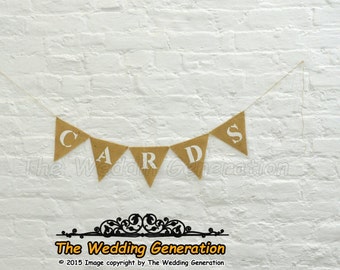 CARDS Hessian Bunting Wedding Decorations Party Celebrations Burlap Banner