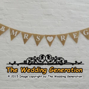 Bespoke Custom Personalised Hessian Mr & Mrs Rustic Bunting Vintage Wedding Burlap Banner Hen Party Retro Shabby Chic