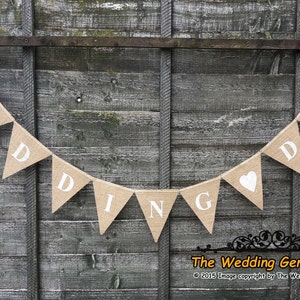 Wedding Day Burlap Bunting Hessian Banner Garland Party Heart