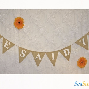 She Said Yes Hessian Bunting Decorations Wedding Rustic Banner Bride Burlap